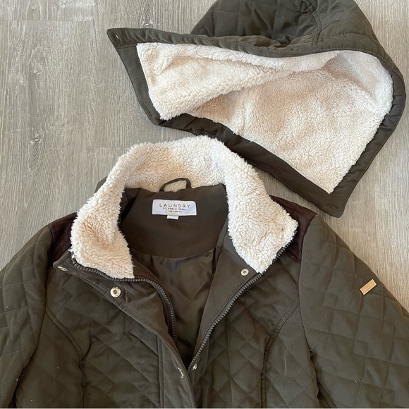 *Laundry Quilted Loden Green Jacket - Hood & Gold Accents - Picture 3 of 6